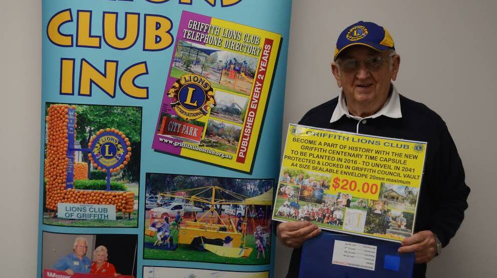 TIME MACHINE: The Lions Club of Griffith's Richard Paul is inviting residents of the region to purchase time satchels as part of the city's centenary celebrations.