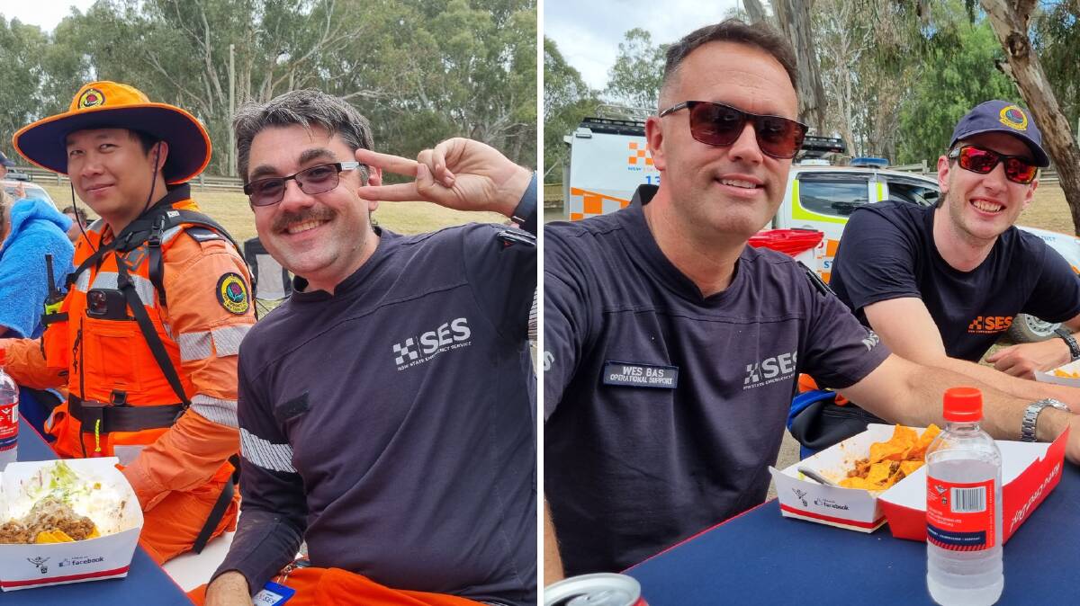 Volunteers at the recent rescue training operation on the Murrumbidgee River enjoyed delicious meals courtesy of Rapid Relief Team volunteers from Leeton and Griffith. Pictures supplied 