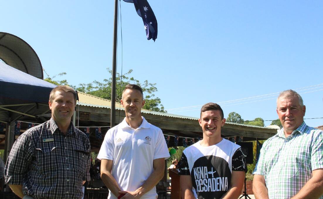 Mayor Austin Evans, Australia Day Ambassador Luke Adams, Joshua Fattore and Danny Graham.