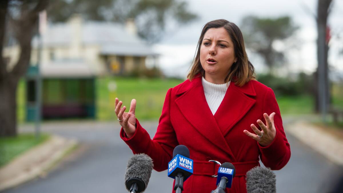 Kristy McBain last September in Murrumbateman where she announced a commitment to roads infrastructure critical for the Yass Valley, Canberra and the wider region. Picture: Karleen Minney
