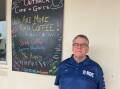 Rural Outreach Counsellor Brendan McCory pictured at Darlington Point's Outback Cafe and Gifts for the event on Thursday. Picture supplied