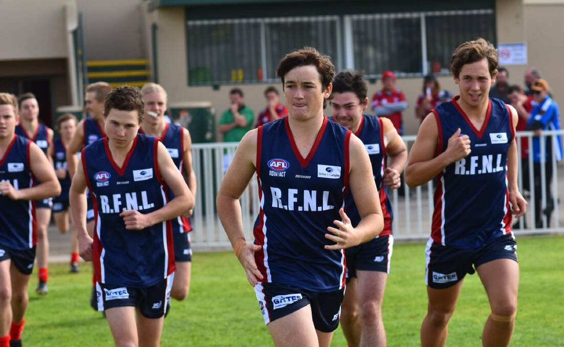 DAY OUT: Riverina's under 17.5s representative team run out onto the ground at Robertson Oval on Saturday. Picture: Jacob Manley
