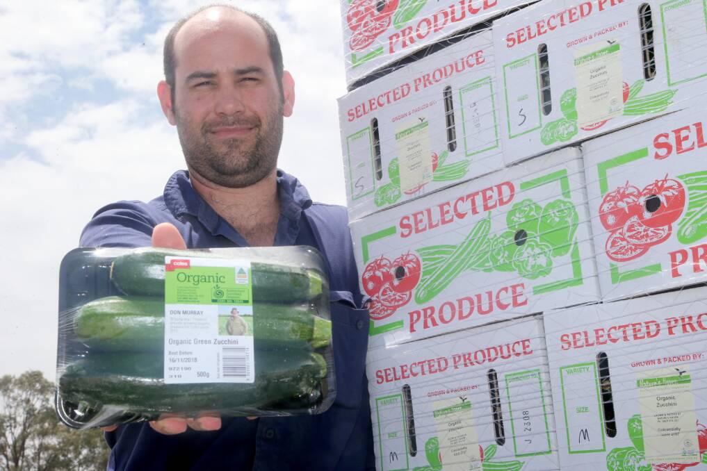 Coly Grower: Brendan Murray owner of Nature's Haven farm has been struggling with zucchinis this year. Picture: Reuben Wylie. 