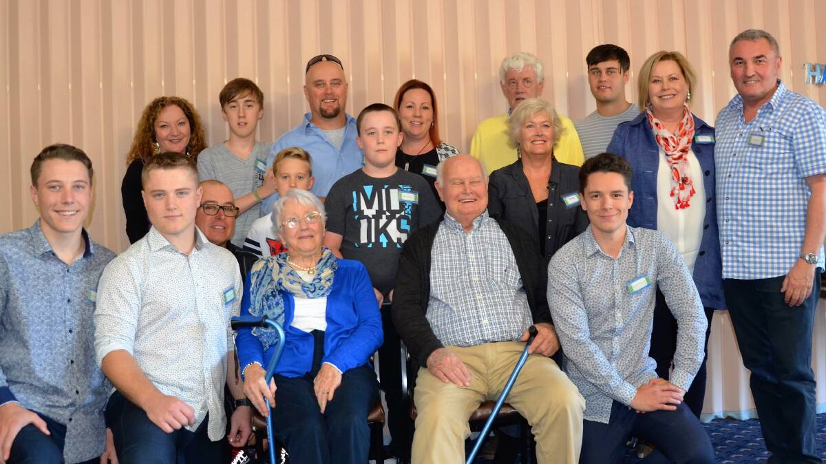 June Connor: With her four children and seven grand sons. Picture: Wendy Simpson 