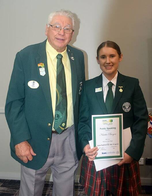 Coleambally Central School student Natalia Burgess was the winner of the public speaking section and the overall winner of the Lions District N-4  Youth of the Year District Final held in Griffith this month. 