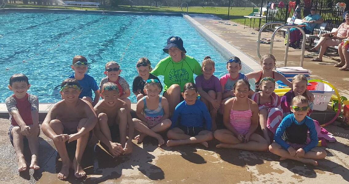 SAFETY FIRST: Charlotte Lander and her swim class at Coleambally. Classes ran for nine days. Photo: Supplied