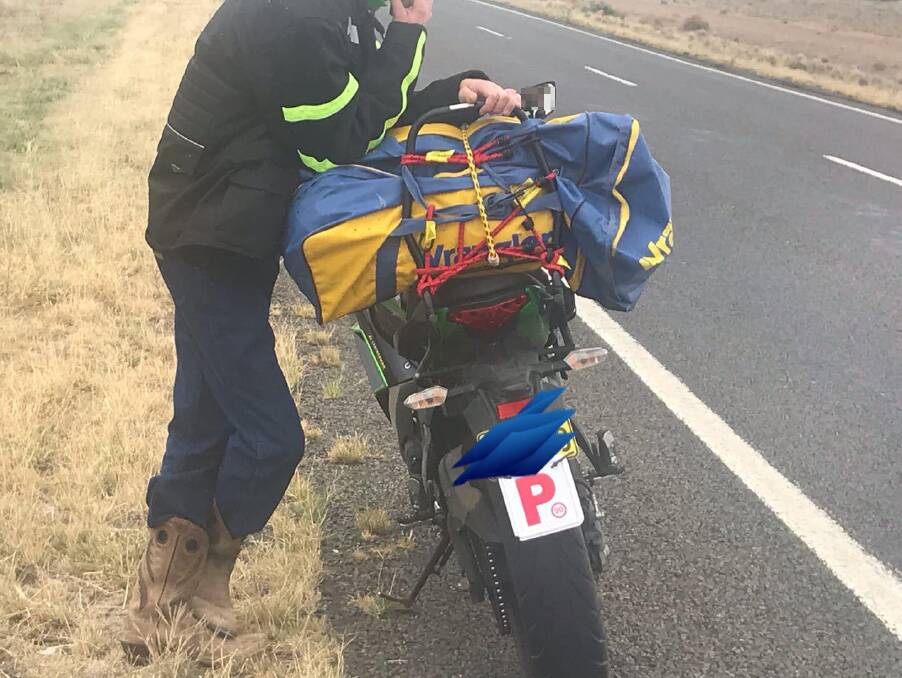 A red P-plate rider was caught doing 70km/h over his speed limit near Carrathool. Picture: Traffic and Highway Patrol Command/Facebook