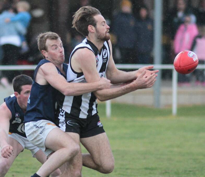 NEW HOME: Luke Hillier playing for The Rock-Yerong Creek against the Blues back in 2016. He's looking forward to his first coaching assignment after moving to Coly.