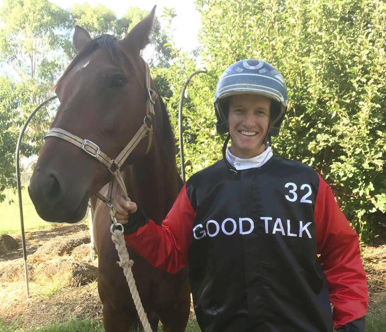 ALL FOR A GOOD CAUSE: Coleambally reinsman Blake Jones, pictured with Miss Kenny, will wear special colours for the month of March as he looks to raise support for local charity Good Talk and bipolar disorder awareness.