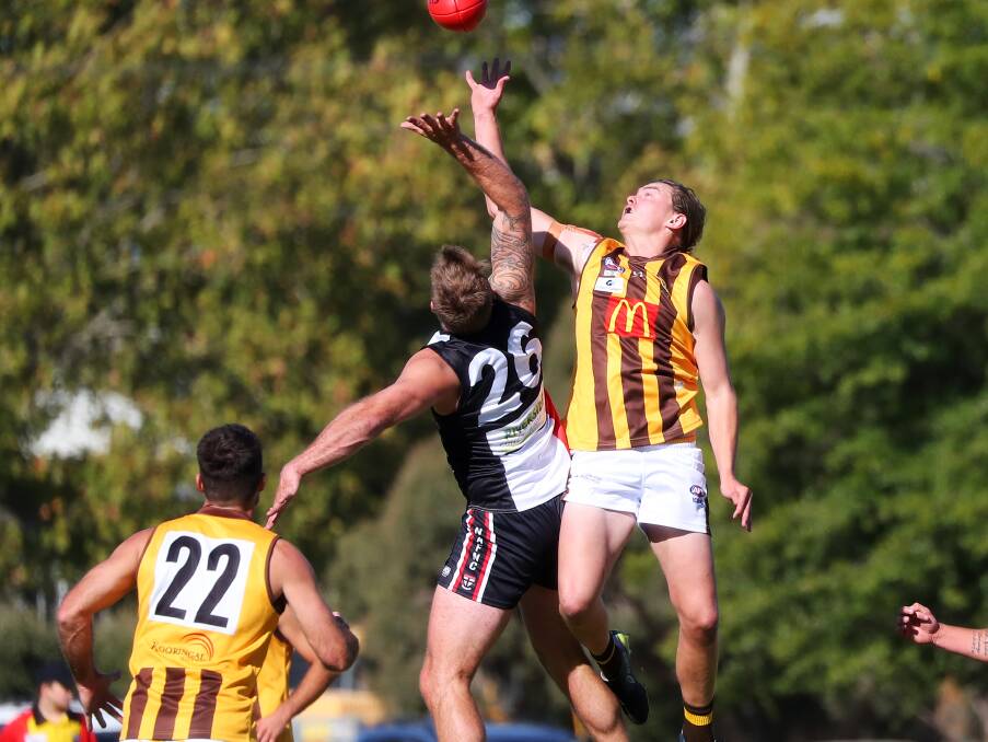 IN FORM: Caleb Wild rucked well again for the Hawks helping steer them towards a third straight win. Picture: Emma Hillier