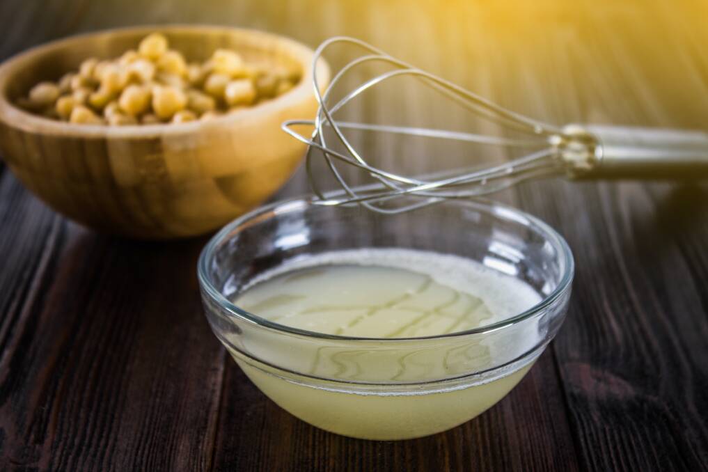  Aquafaba is the liquid in which chickpeas or white beans have been cooked, its emulsifying and foaming properties make it a great substitute for egg whites. Picture: Shutterstock