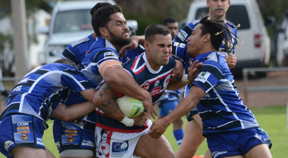 TRY TIME: Robbie Simpson was one of two Roosters to score a hat-trick in their big win over Tullibigeal Lake Cargelligo. PHOTO: Liam Warren