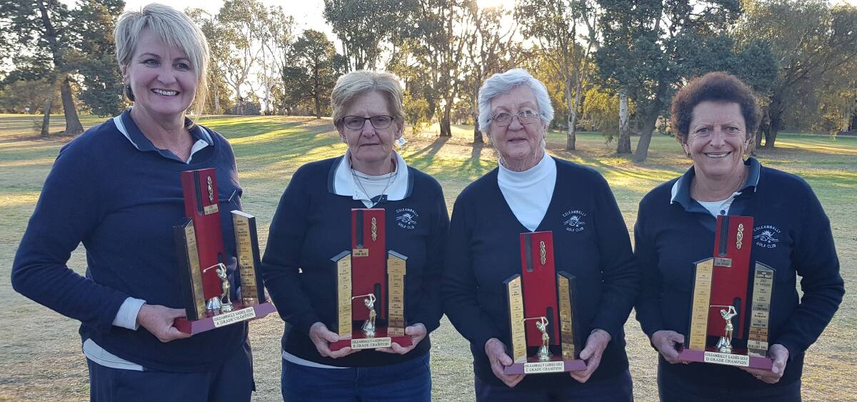 CHAMPIONS: Coleambally Golf Club's ladies' 2018 champions - Marg Naseby, Julie Shields, Trish Clark, and Jan Young. Picture: Contributed