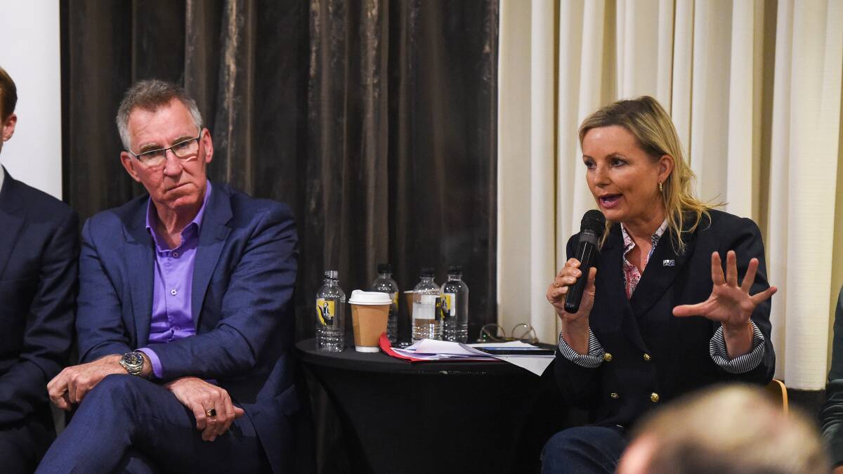 The last big independent challenge to Sussan Ley came in the 2019 election when Albury mayor Kevin Mack unsuccessfully sought to unseat her and secured 20 per cent of the primary vote. They are pictured at a Border Mail election forum.