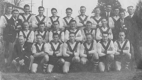 LEGACY: Keith Thompson, pictured fourth from left in the back row with the 1952 Griffith Swans SWDFL premiership team. Photo: Contributed
