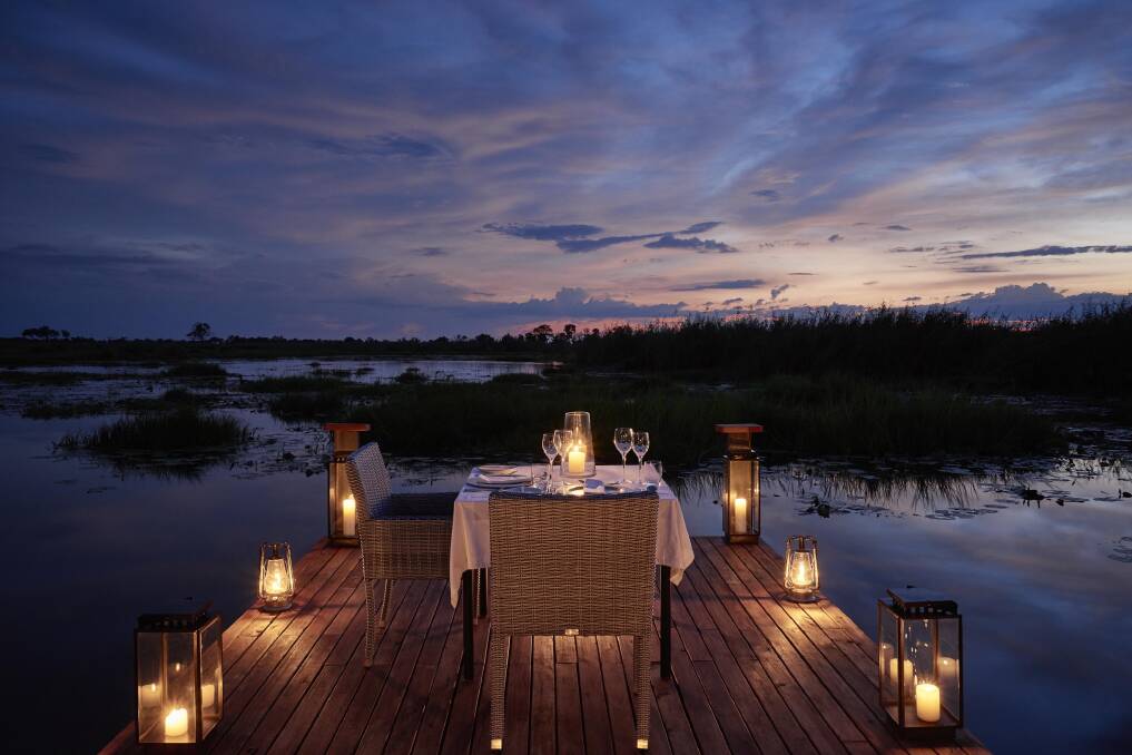 Romantic: An indulgent dinner on the Okavango Delta.