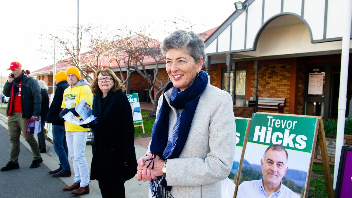 Liberals candidate Fiona Kotvojs chatting to Jerrabomberra locals before the byelection. Picture: Elesa Kurtz