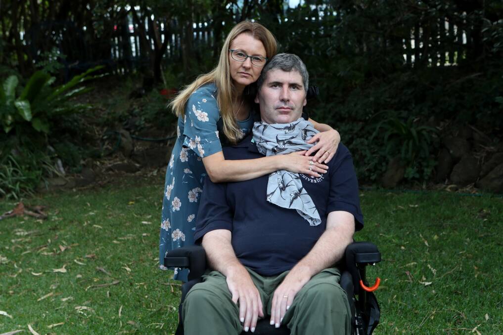 No explanation: Professor Justin Yerbury and wife Rachel say they've been "left in the lurch" after his disability service provider announced it would be terminating his high-level care. Picture: Sylvia Liber