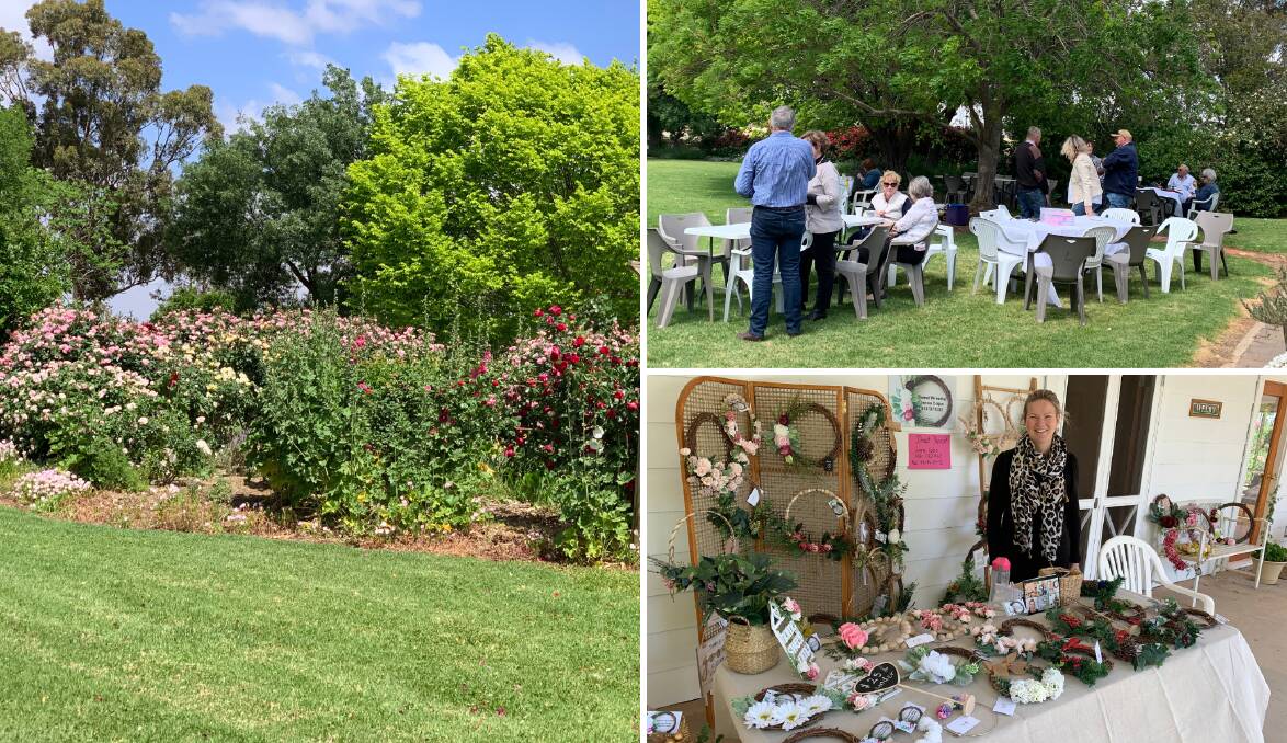GREEN: The gardens of the Wythes family opened up on Saturday, with visitors viewing the gardens and looking at works from wreath-maker Jenna Colpo. PHOTOS: Contributed