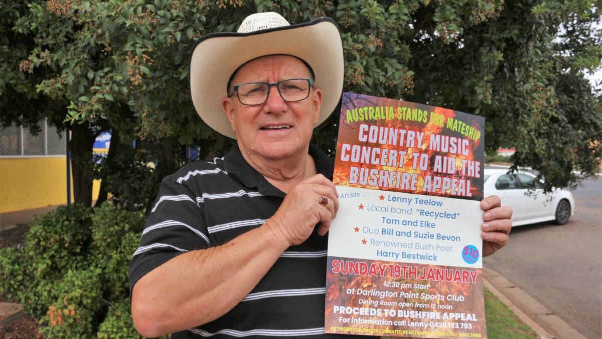 RAISING FUNDS: Lenny Teelow will be part of a musical lineup aiming to raise funds for those fighting fires across the state in a show at Darlington Point on Sunday. PHOTO: Calhan Behrendt