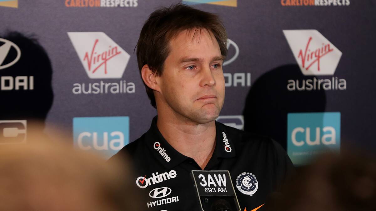 Carlton's David Teague is in real trouble. Photo: Robert Cianflone/Getty Images 