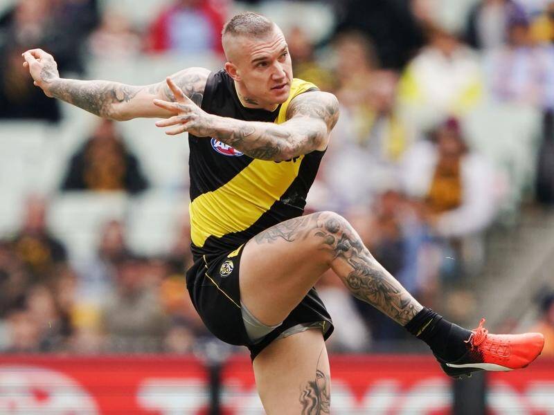 Richmond superstar Dustin Martin led the Tigers to a crucial six-point win over West Coast.