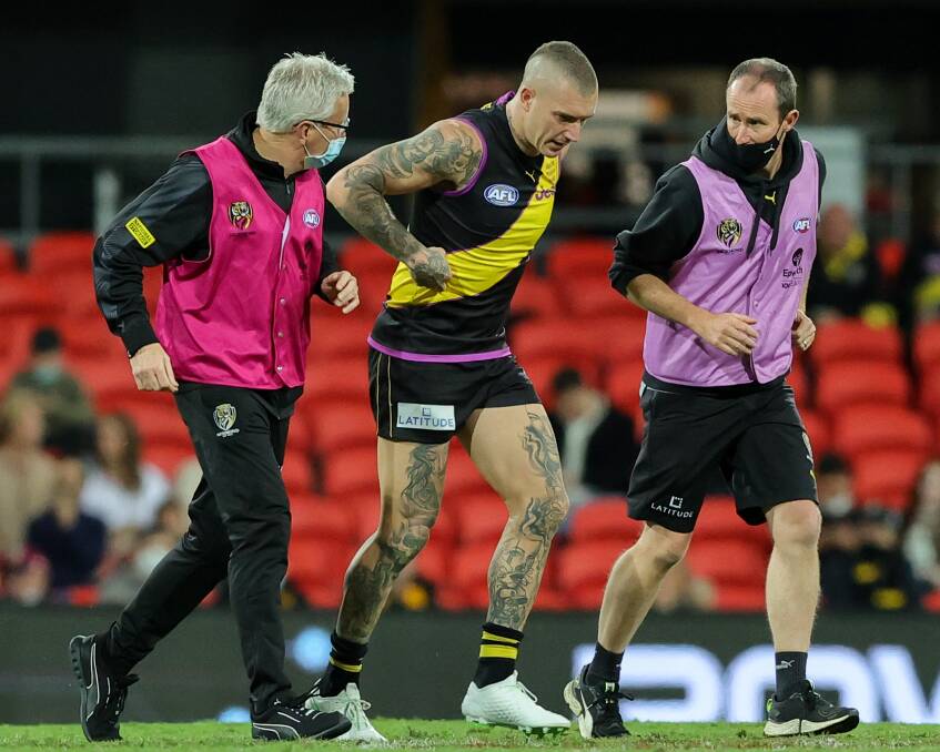 INJURY CONCERN: Howard Kotton says the Tigers won't win the premiership without Dustin Martin. Photo: Russell Freeman/AFL Photos via Getty Images